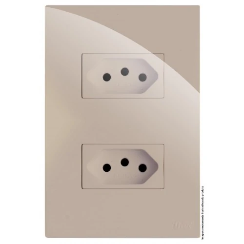 Cj Tomada Dupla 10a 4x2 - Recta Areia Gloss - Brg1199-6are