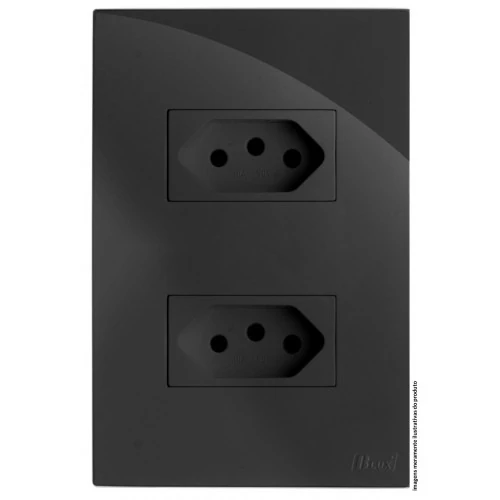 Cj Tomada Dupla 20a 4x2 - Recta Grafite Gloss - Brg11205-4gf