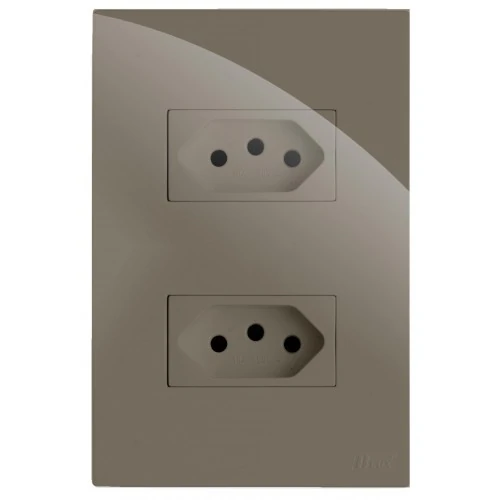 Cj Tomada Dupla 20a 4x2 - Recta Fendi Gloss - Brg11210-0fen