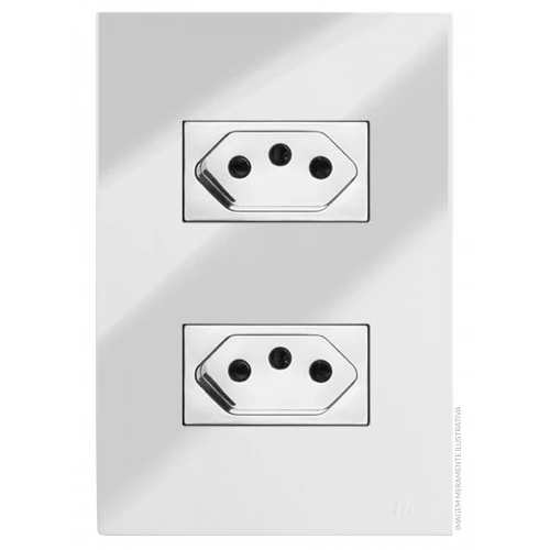 Cj Tomada Dupla 20a 4x2  Recta Cromo Prata Gloss - Brg11213-5cbp