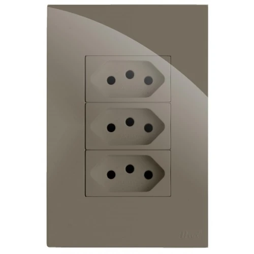 Cj Tomada Tripla 10a 4x2 - Recta Fendi Gloss - Brg11222-4fen