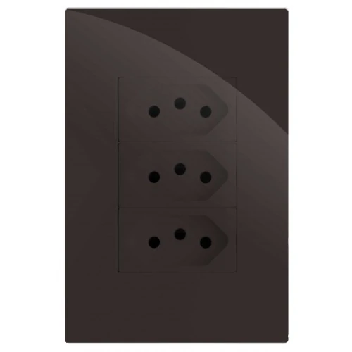 Cj Tomada Tripla 20a - Recta Chocolate Gloss Brg11232-1ch