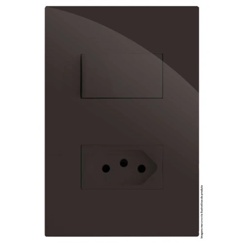 Cj Interruptor Simples + 1 Tomada 10a - Recta Chocolate Gloss Brg11244-5ch
