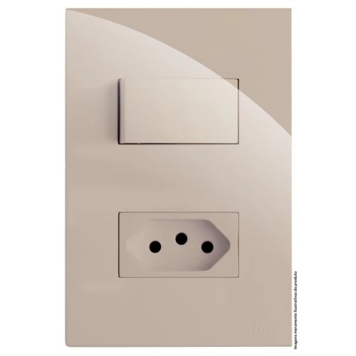 Cj Interruptor Simples + Tomada 20a 4x2 - Recta Areia Gloss - Brg11259-3are