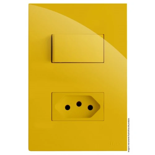 Cj Interruptor Simples + Tomada 20a 4x2 - Recta Mostarda Gloss - Brg11257-7mt