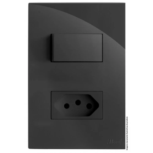 Cj Interruptor Paralelo + Tomada 20a Separado 4x2 - Recta Grafite Gloss - Brg11277-1gf