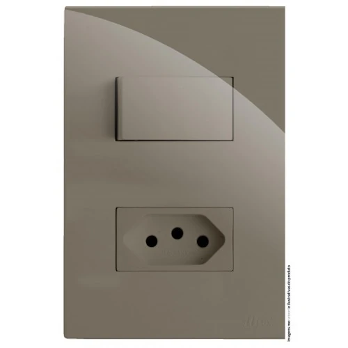 Cj Interruptor Paralelo + Tomada 20a 4x2 - Recta Fendi Gloss - Brg11282-8fen