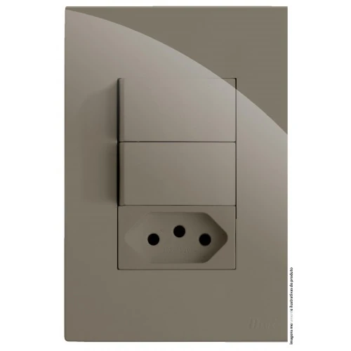 Cj Interruptor Duplo Simples + Tomada 10a 4X2 - Recta Fendi Gloss - BRG11294-1Fe