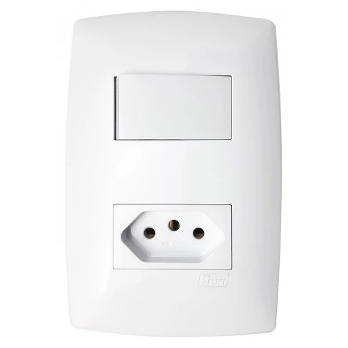 Cj Interruptor Paralelo + Tomada 10a 4x2 - Blux Home Branca - Bhm10470-1br