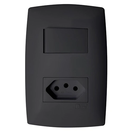 Cj Tecla Simples + Tomada 10a 4x2 - Blux Home Grafite - Bhm10465-5gf