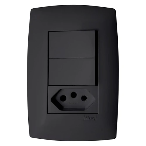 Cj Interruptor Duplo Simples + Tomada 10a 4x2 - Blux Home Grafite - Bhm10507-4gf