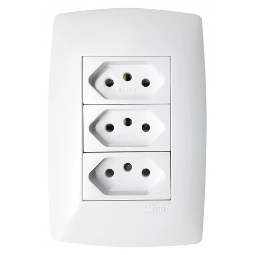 Cj Tomada Tripla 20a 4x2 - Blux Home Branca - Bhm10728-1br