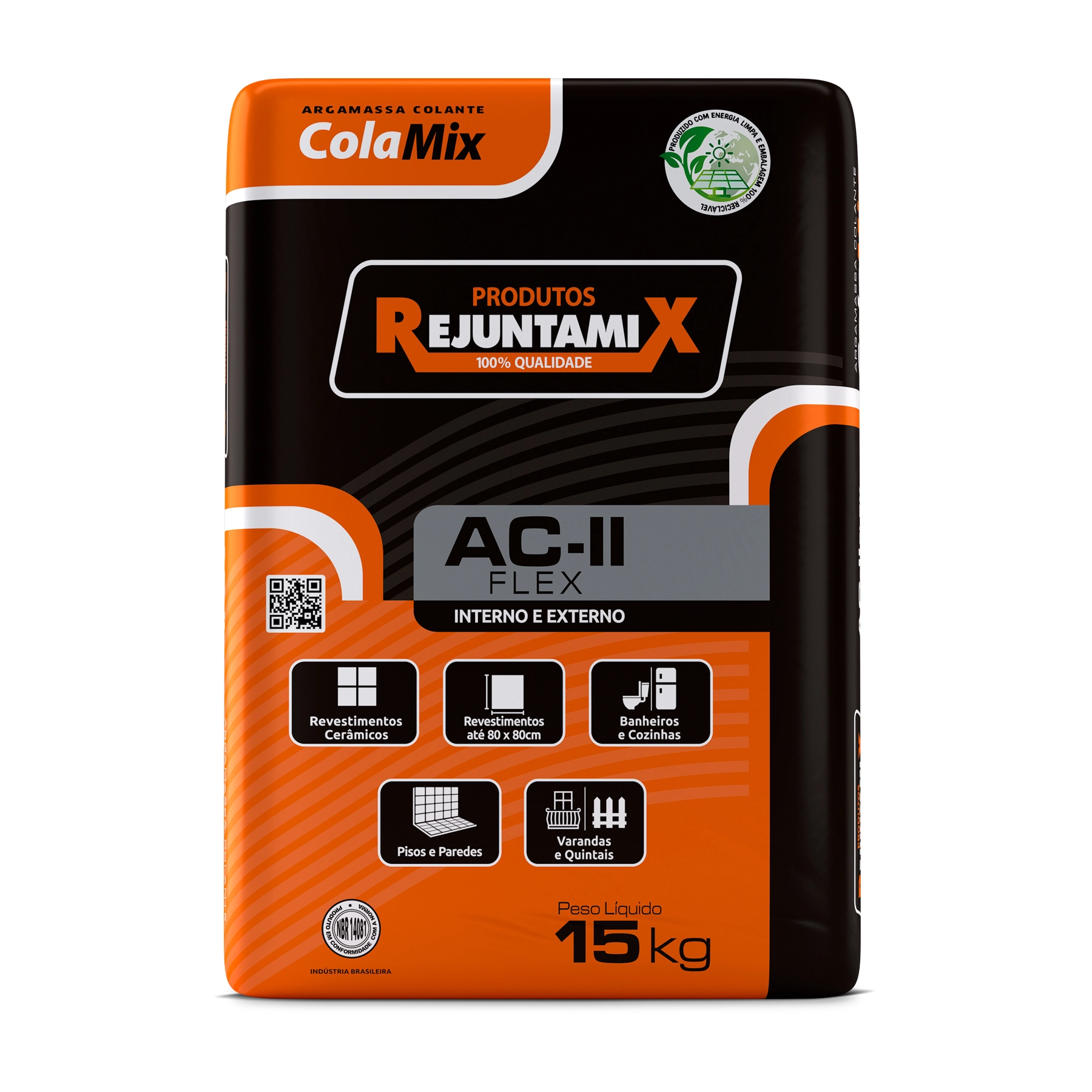 Argamassa ACII Interno e Externo 15kg Cinza Rejuntamix