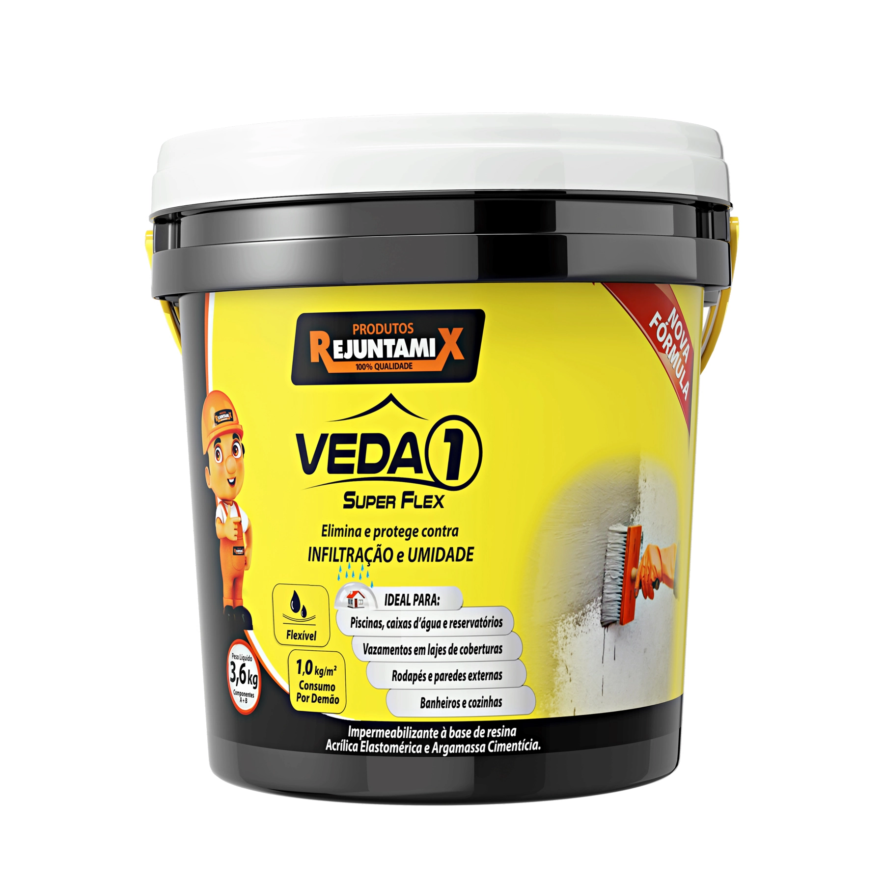 Aditivo Impermeabilizante Rejuntamix Veda1 Super 3,6kg Cinza