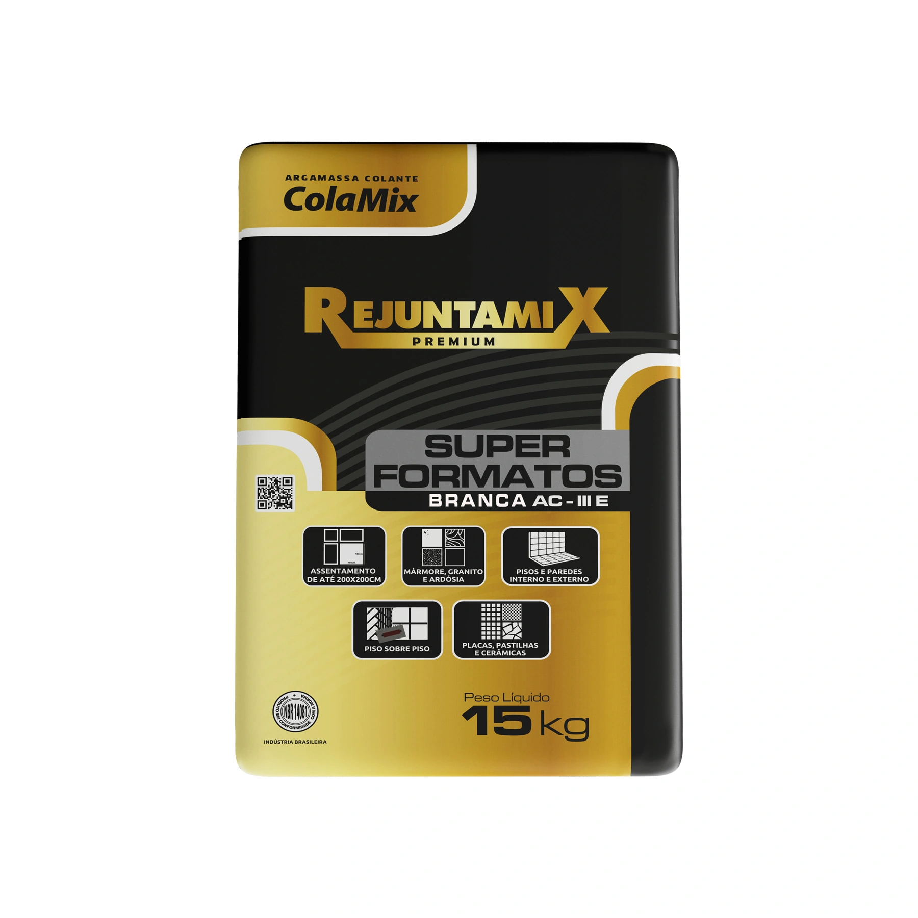 Argamassa ACIII E. Interno e Externo 15kg Branco Super Formatos Rejuntamix