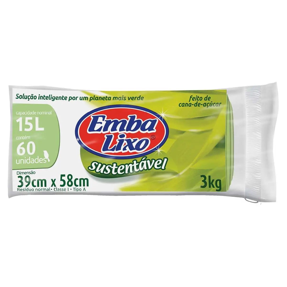 Saco De Lixo Embalixo Sustentável 15 Litros 60 Unidades 290g