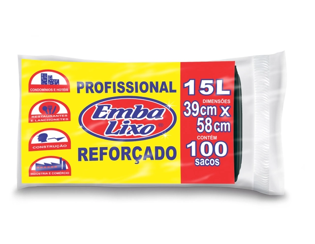 Saco De Lixo Embalixo Profissional Reforçado 15 Litros 100 Sacos 880g