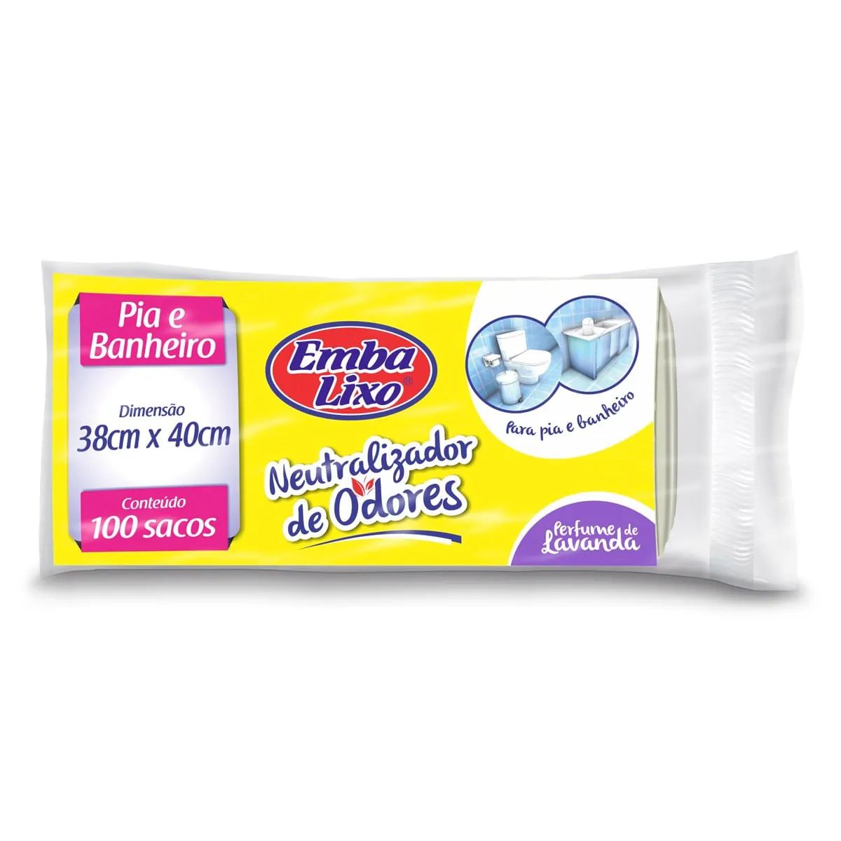 Saco Lixo Embalixo Pia e Banheiro Neutra Odor com 100 Unidades