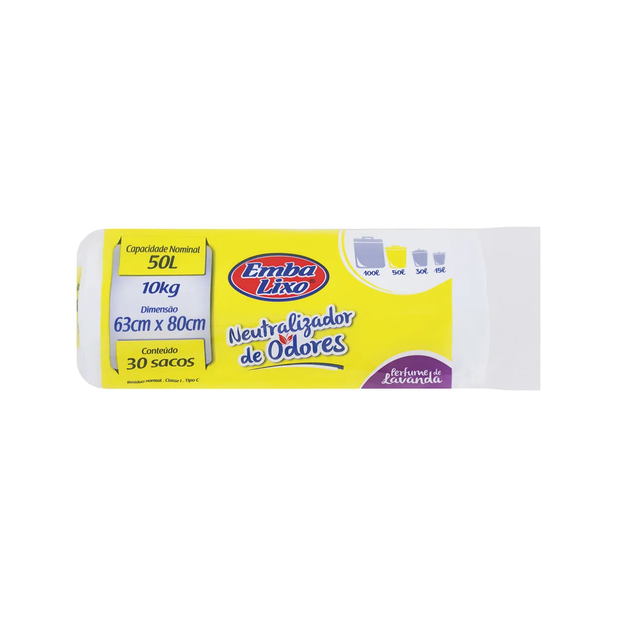 Sacos Plásticos para Lixo Neutralizador de Odores Lavanda 50l Embalixo 30 Unidades