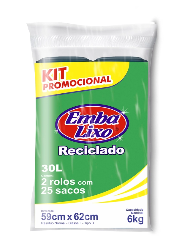 Pack Saco Para Lixo Tipo B Reciclado 30l Embalixo 2 Unidades