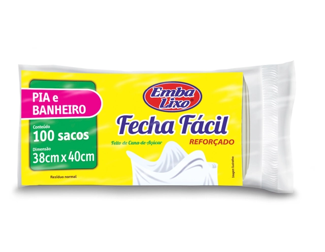 Saco Lixo Embalixo Pia e Banheiro Fecha Fácil com 100 Unidades