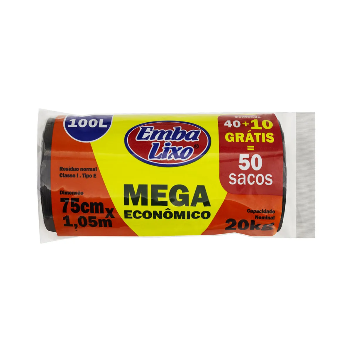 Saco Lixo Embalixo 100 Litros Econômico com 50 Unidades