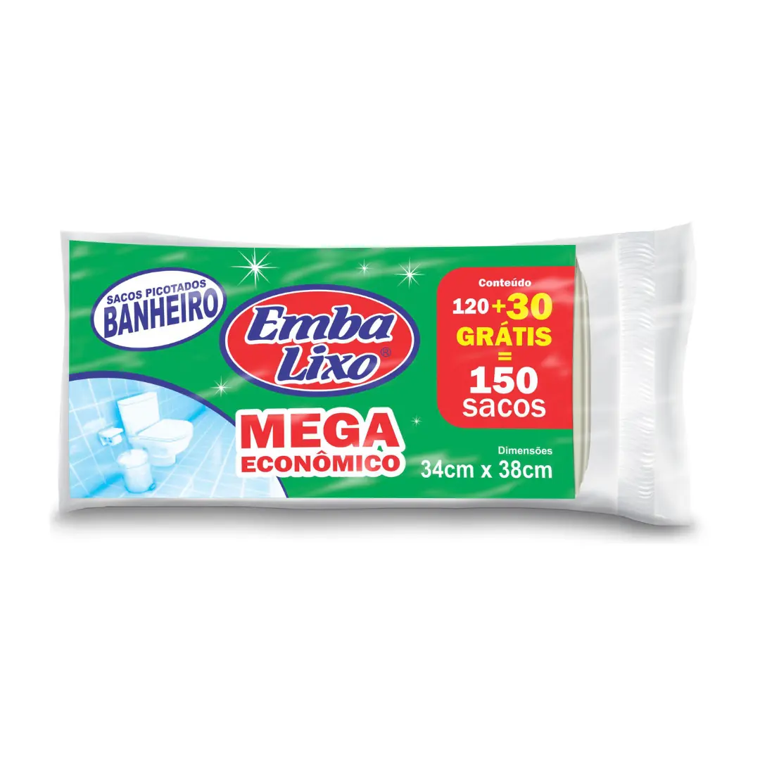 Saco Para Lixo Banheiro 1kg Embalixo 120 Unidades Grátis 30 Unidades Mega Econômico