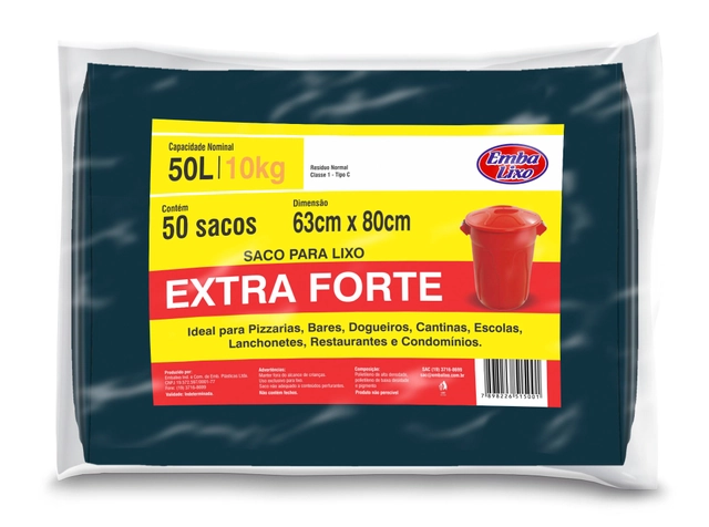 Saco Lixo Embalixo 50 Litros Extra Forte com 50 Unidades