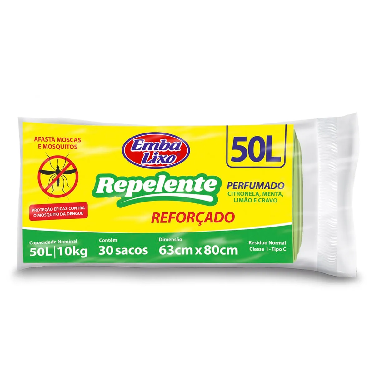 Saco Lixo Embalixo 50 Litros Repelente com 30 Unidades