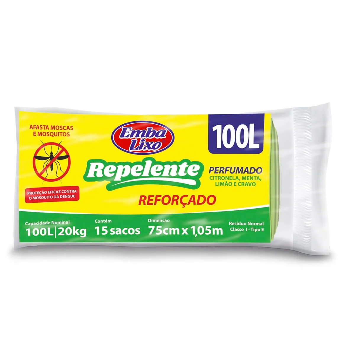 Saco Lixo Embalixo 100 Litros Repelente com 15 Unidades