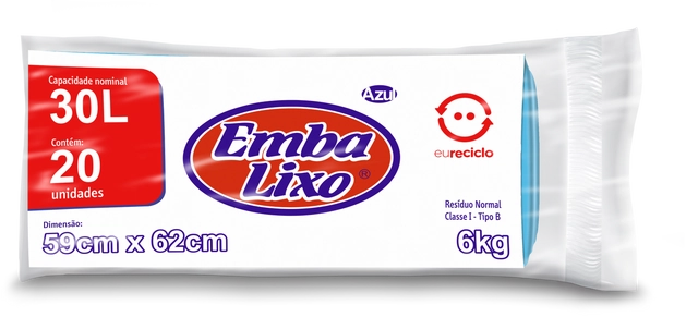 Saco Lixo Embalixo 30 Litros Reciclado com 20 Unidades