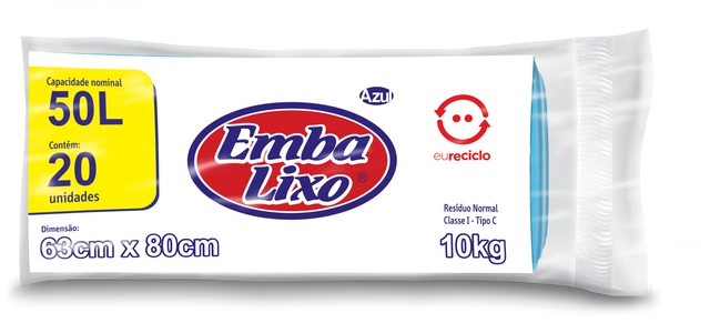 Saco Lixo Embalixo 50 Litros Reciclado com 20 Unidades