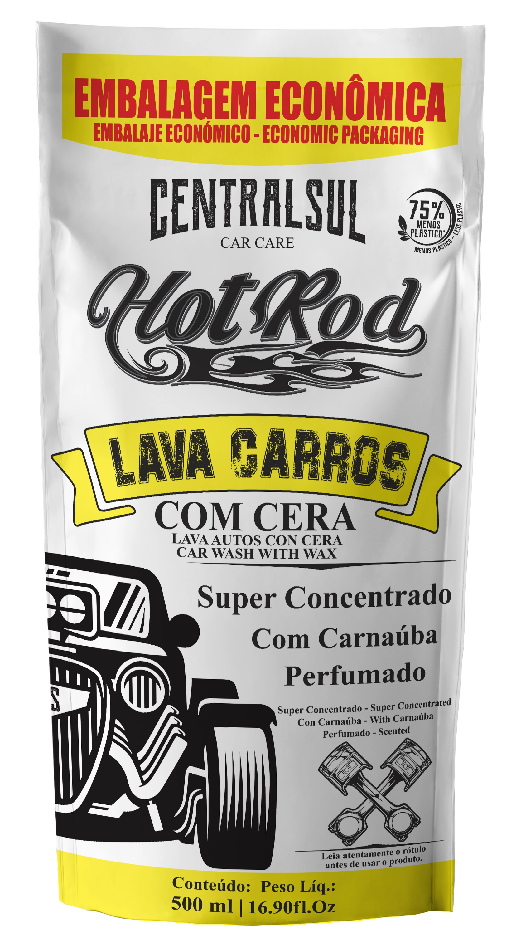 Shampoo Lava Carros Com Cera Hot Rod Sache 500ml