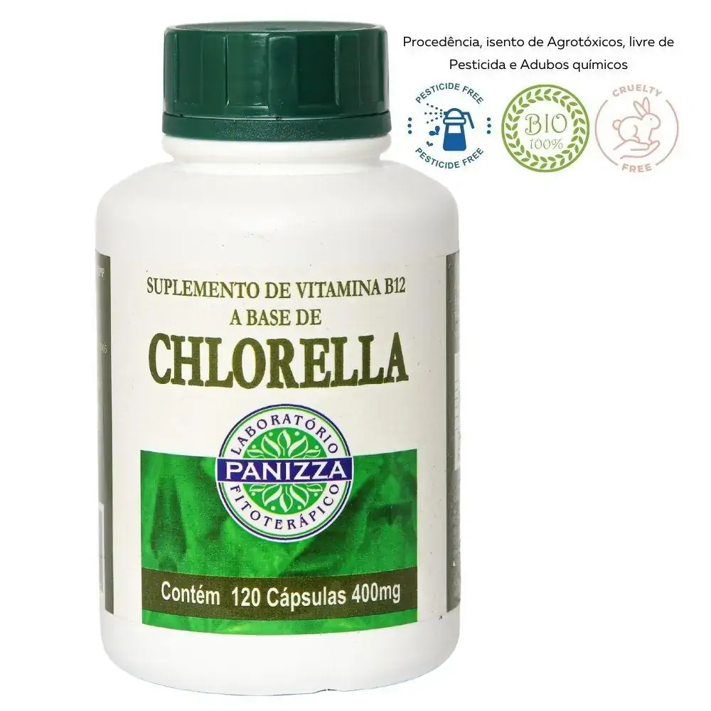 Chlorella ou Clorela 400mg base de Vit B12 Panizza 120 cáps