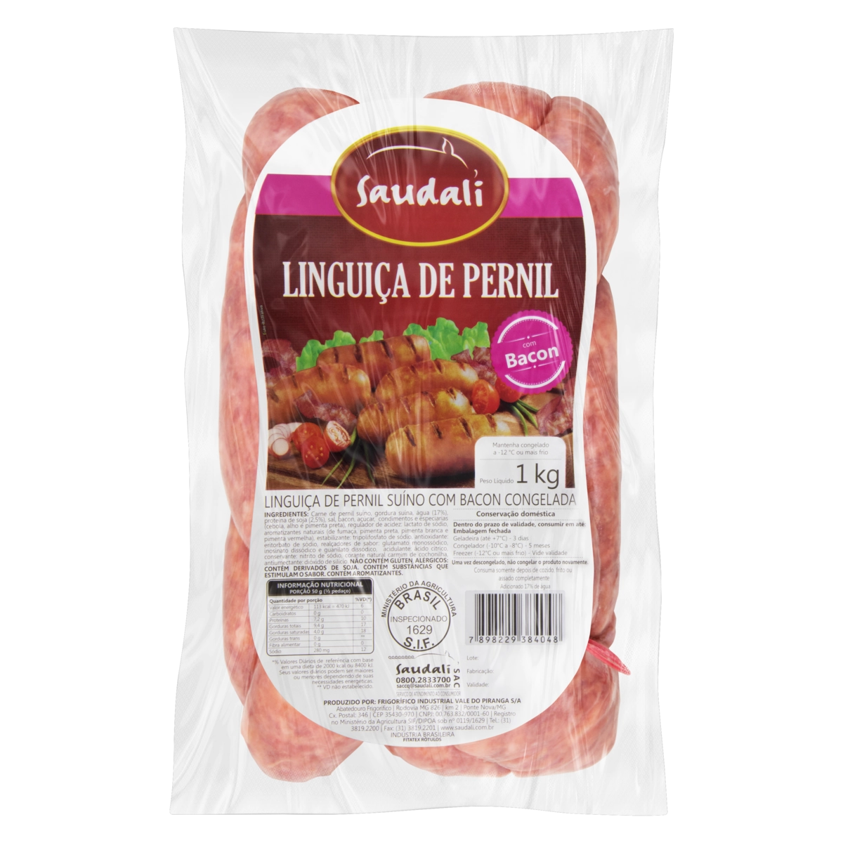 Linguiça De Pernil Suíno Com Bacon Saudali 1kg