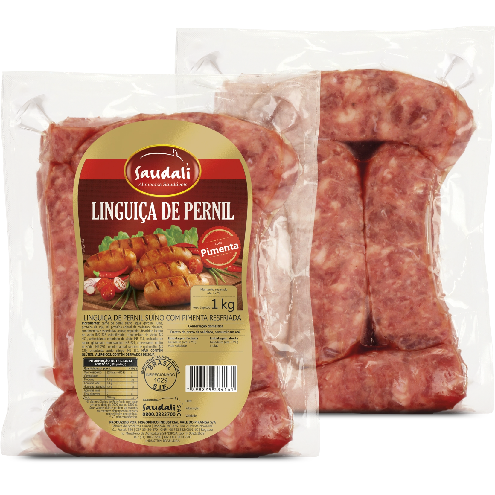 Linguiça De Pernil Suíno Com Pimenta Saudali 1kg