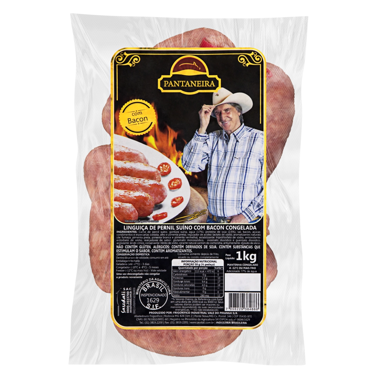 Linguiça De Pernil Suíno Com Alho Saudali Pantaneira 600g