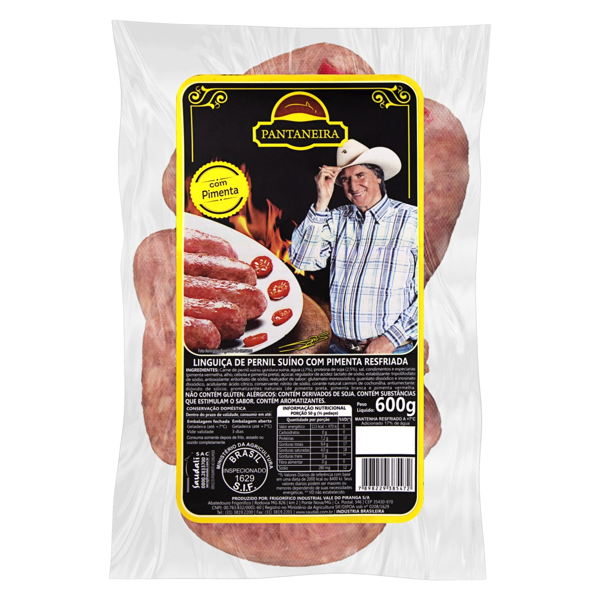 Linguiça De Pernil Suíno Apimentada Saudali Pantaneira 600g