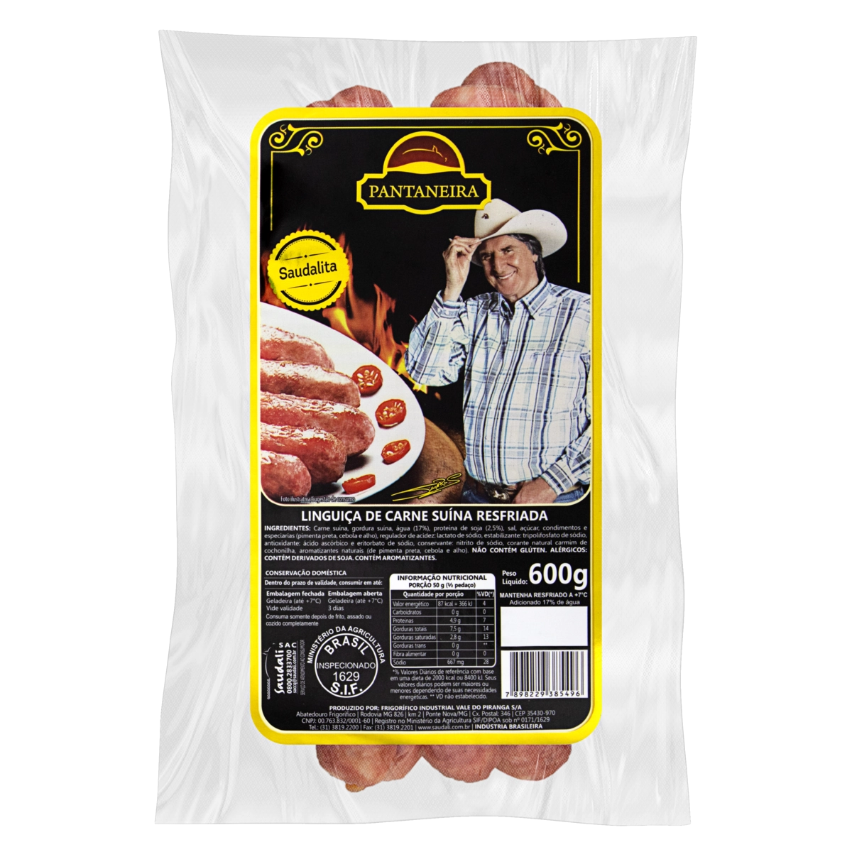 Linguiça De Carne Suína Saudali Saudalita Pantaneira 600g
