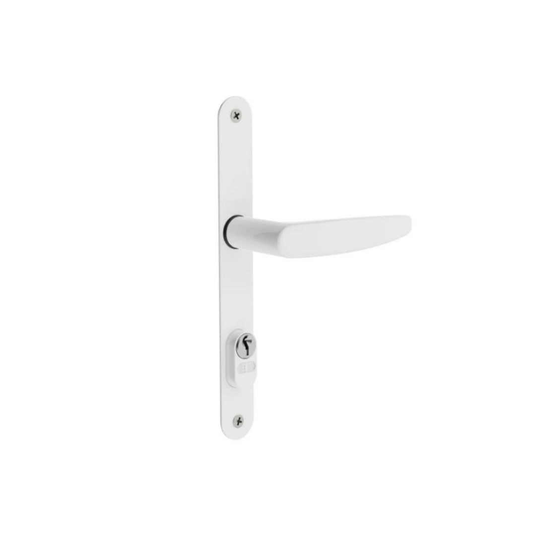 Fechadura 3f 511/11260br Perfil Estreito Macaneta Alavanca Porta Portao Aluminio Ferro Branco