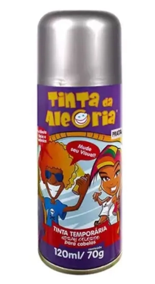 Tinta Spray P/cabelo Alegria Prata