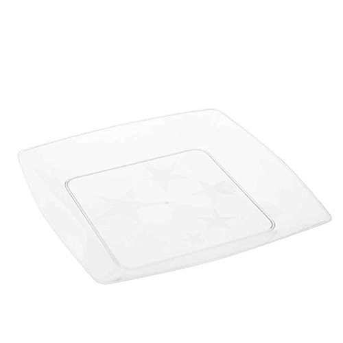 Prato Acrílico Quadrado Transparente 21cm 10 Unidades