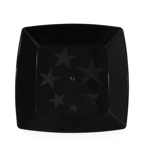 Prato Acrílico Quadrado Preto 21 Cm 10 Unidades Plastilânia