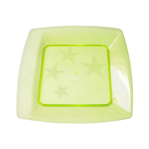 Prato Acrílico Quadrado Amarelo 21cm 10 Unidades Plastilânia