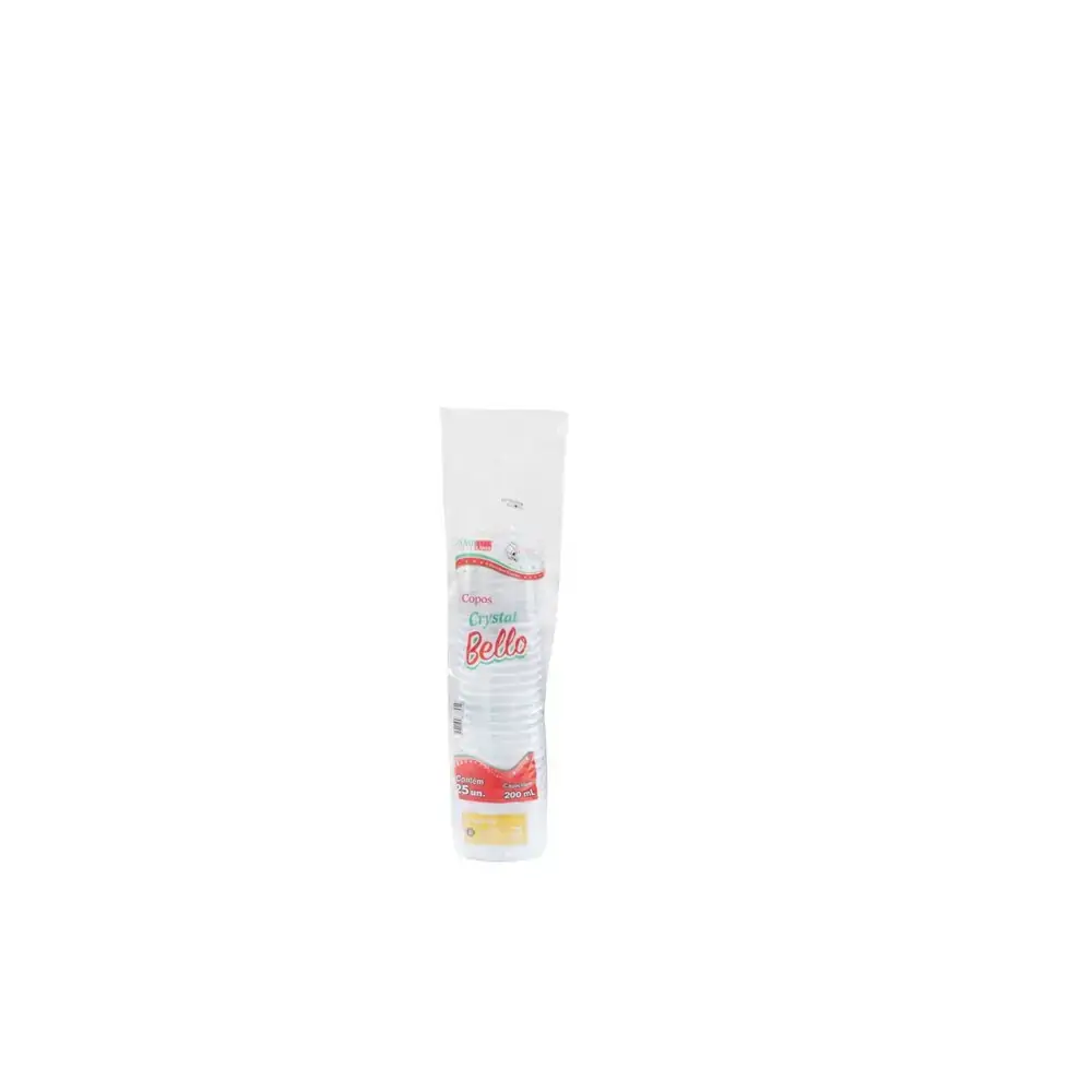 Copo De Plástico Descartável Cristal De 200ml Com 25