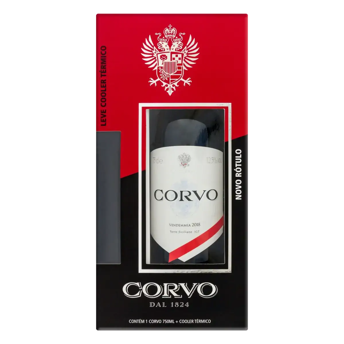 kit Corvo Tinto 750ml + Cooler Termico