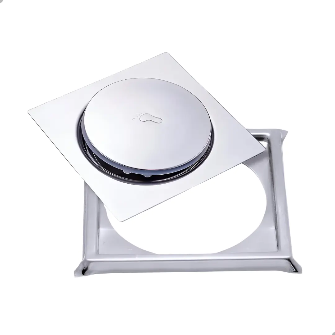 Ralo Click Inteligente Quadrado Inox 15x15 Cm + Porta Grelha