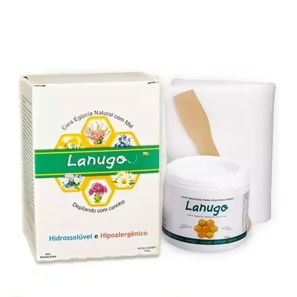 Cera Depilação Lanugo Hidrossolúvel pote 130g + 08 Papel TNT + 01 Espátula