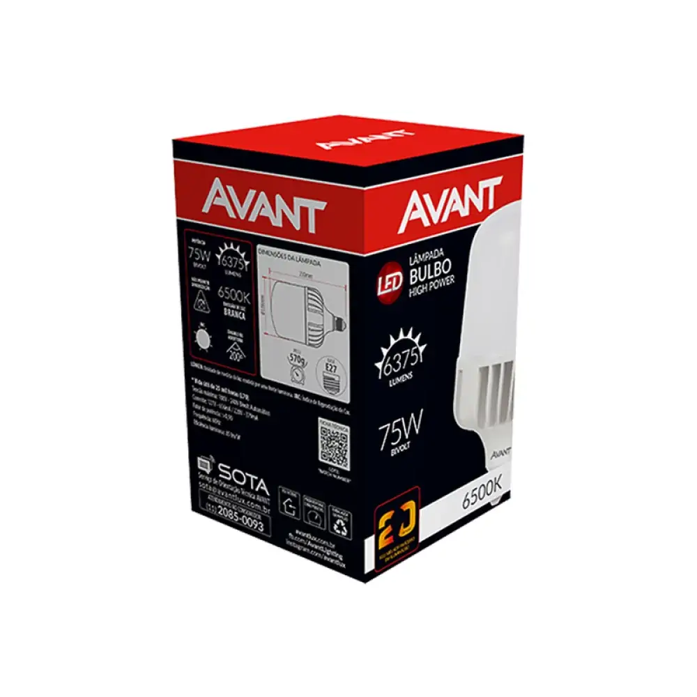 Lampada Led Bulbo 75w 6500k Avant Branco