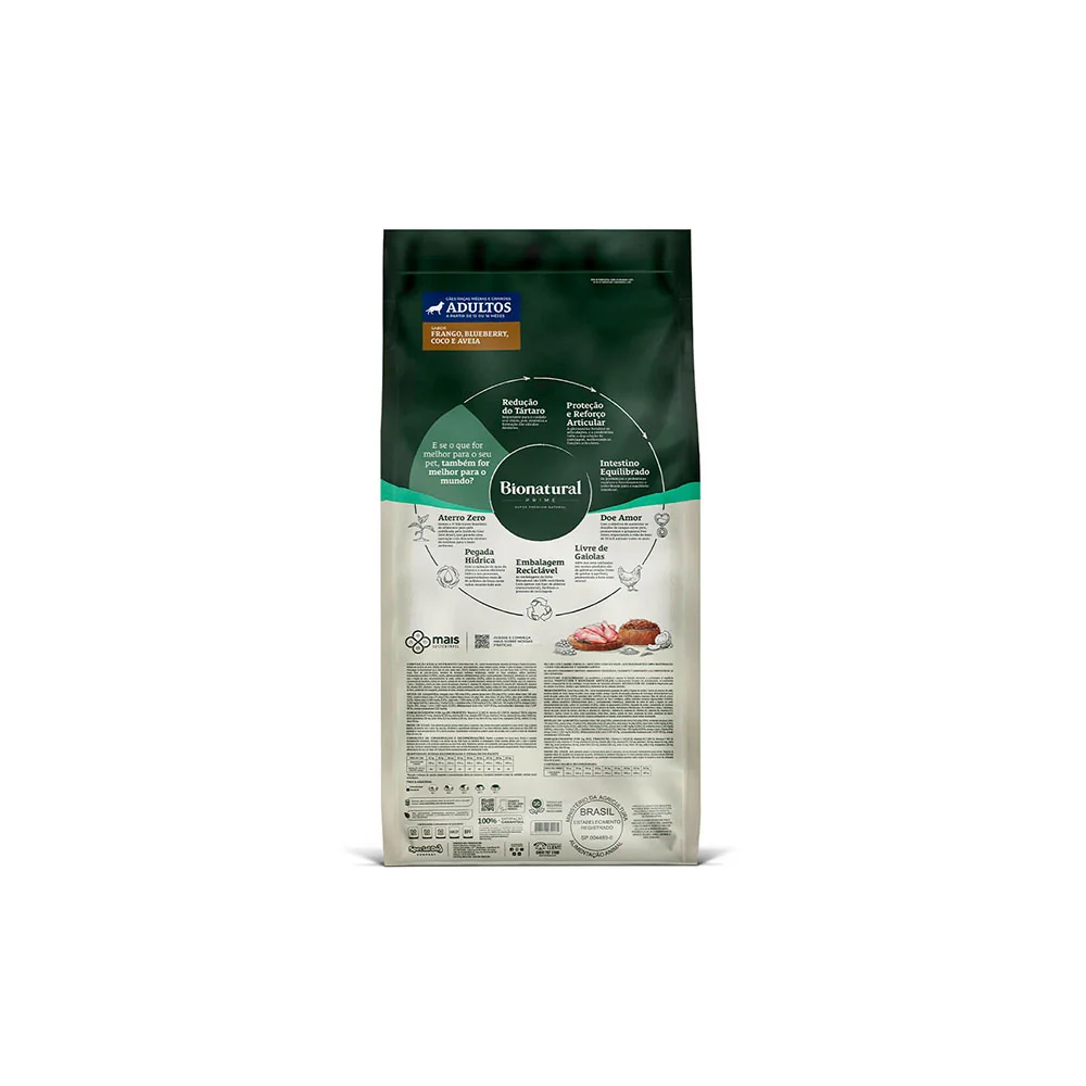 Bionatural Prime Adulto 15kg Frango Blueberry